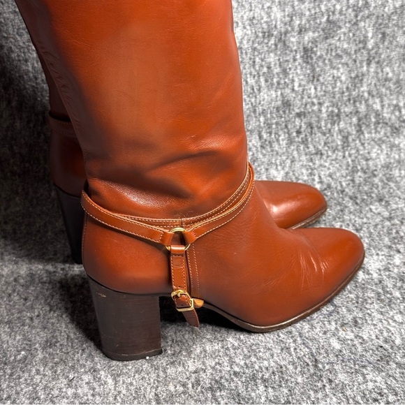 Ralph Lauren Purple Label Heeled Leather Platform Riding Boots Brown 36/ 6 - Picture 2 of 11